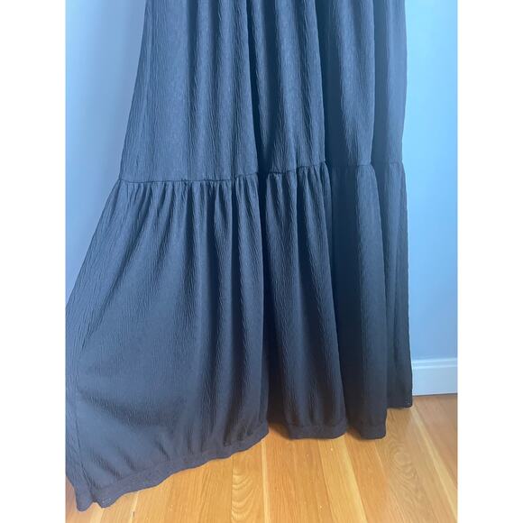 Halara Black Maxi Dress V-neck Tiered Cottagecore Whimsigoth Neutral Boho size L - Picture 3 of 7